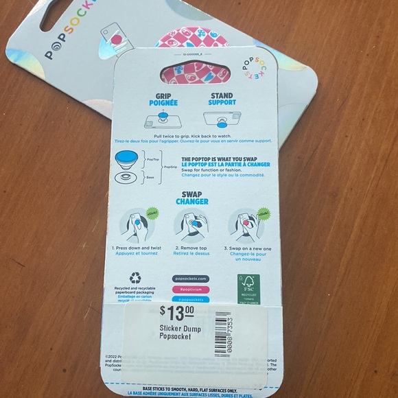 Popsockets Bundle of 2 - Frog 🐸 Print & Pink Checker Popgrip NWT - Picture 8 of 9